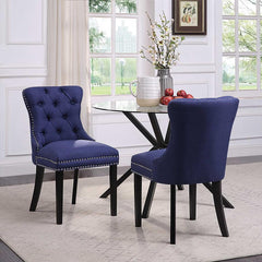 Princess Chair Set Of 2 - Blue Linen/Black Legs By 4D Concepts