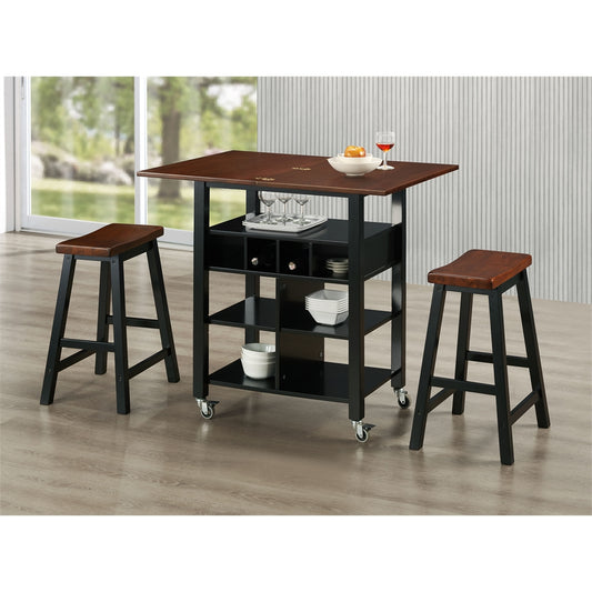 Phoenix Kitchen Island With 2 Stools By 4D Concepts | Bar Stools & Table | Modishstore