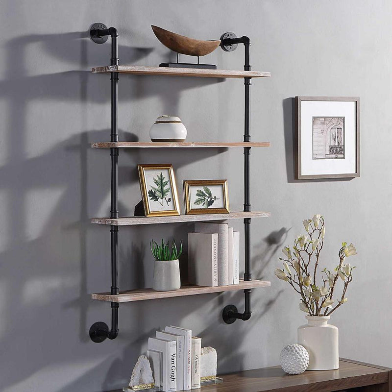 Claremont Industrial Piping Hang/Floor 4 Shelf By 4D Concepts | Wall Shelf | Modishstore