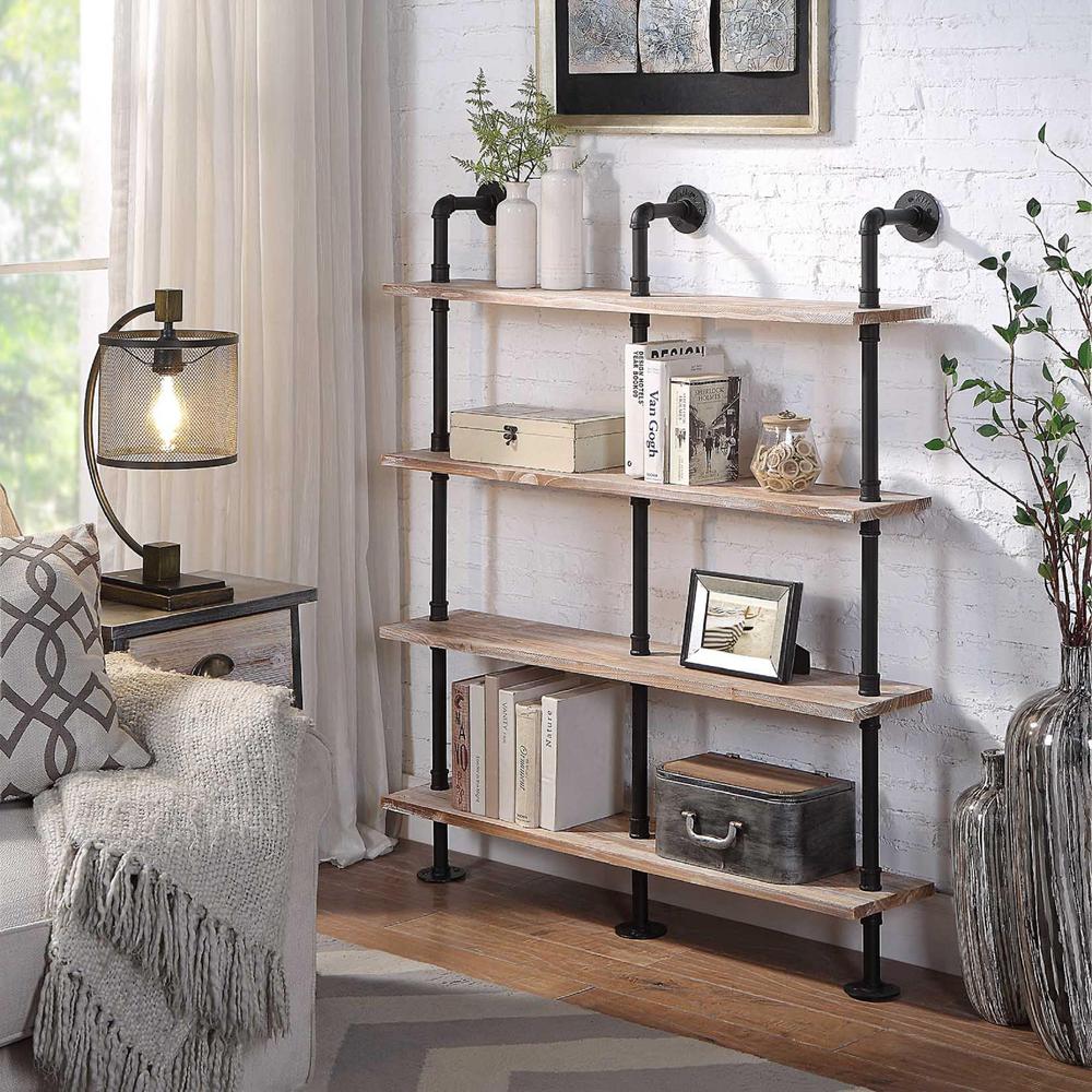 Claremont Industrial Piping Hang/Floor Double Wide 4 Shelf By 4D Concepts | Shelves & Shelving Units | Modishstore
