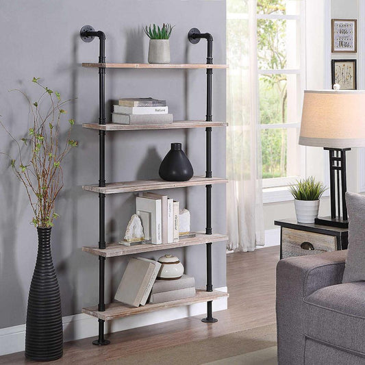 Claremont Industrial Piping Hang/Floor 5 Shelf By 4D Concepts | Shelves & Shelving Units | Modishstore