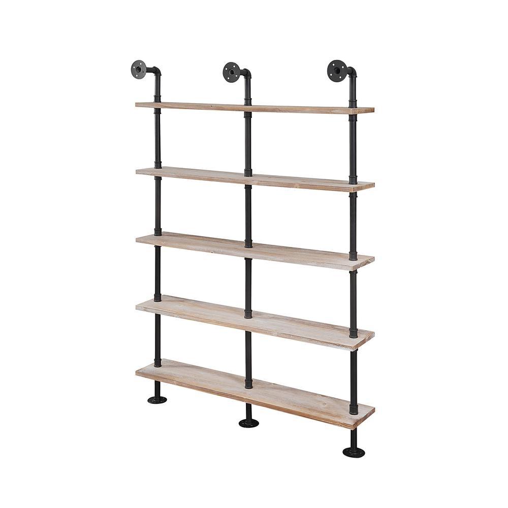 Claremont Industrial Piping Hang/Floor Double Wide 5 Shelf By 4D Concepts | Shelves & Shelving Units | Modishstore - 3