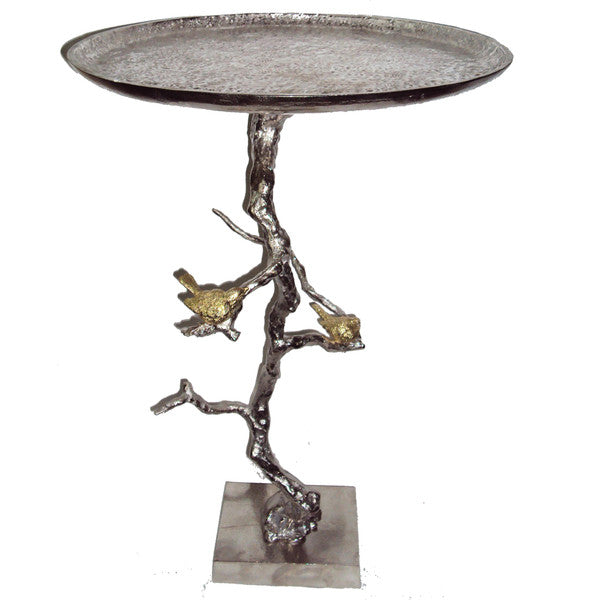 A&B Home Silver Aluminum Round Accent Table | Accent Tables | Modishstore
