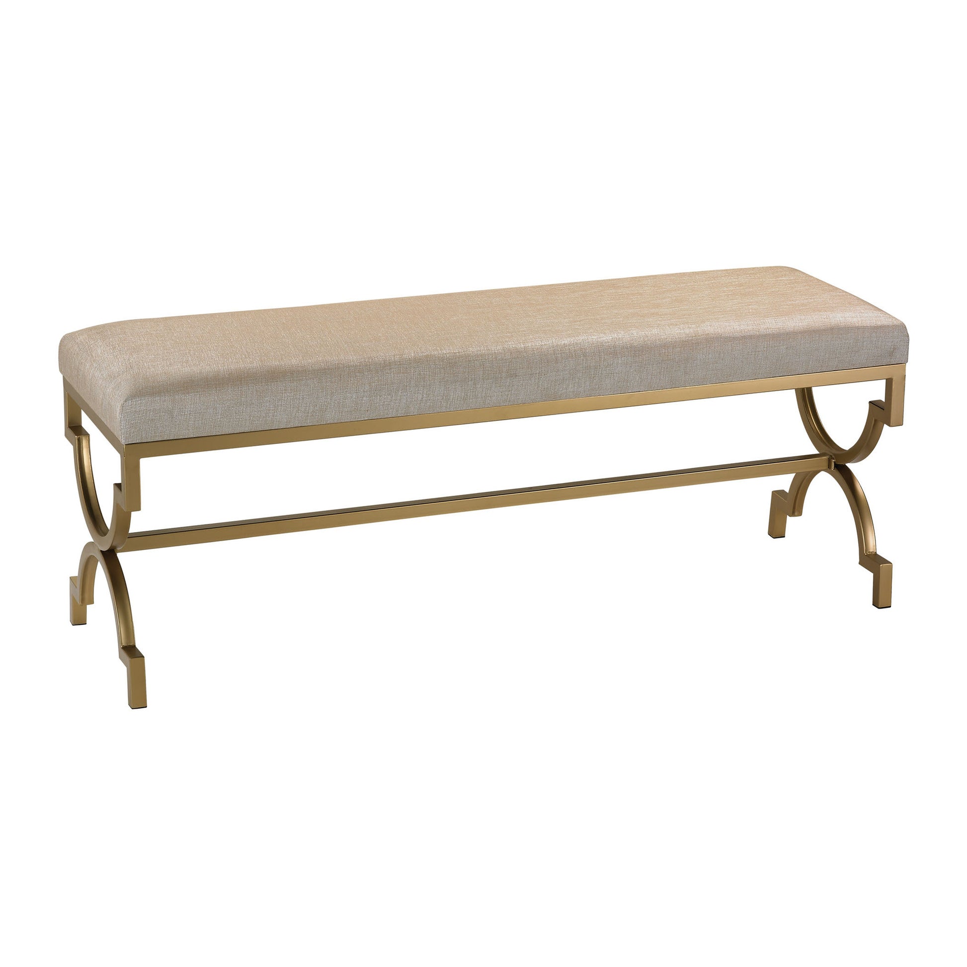 Sterling Industries Double Bench in Cream Metallic Linen | Modishstore | Stools & Benches