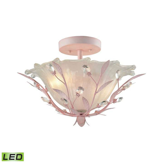 Circeo 2-Light Semi Flush in Light Pink with Frosted Hand-formed Glass - Includes LED Bulbs | Ceiling Lamps | Modishstore