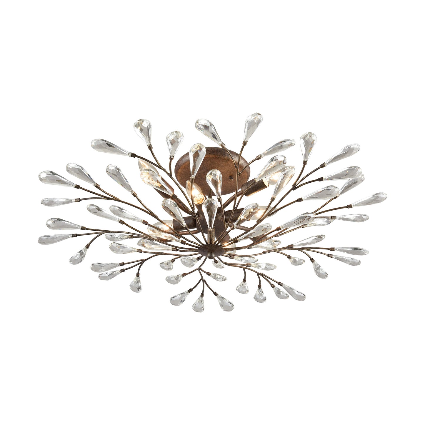 Crislett 8-Light Semi Flush in Sunglow Bronze with Clear Crystal ELK Lighting | Ceiling Lamps | Modishstore