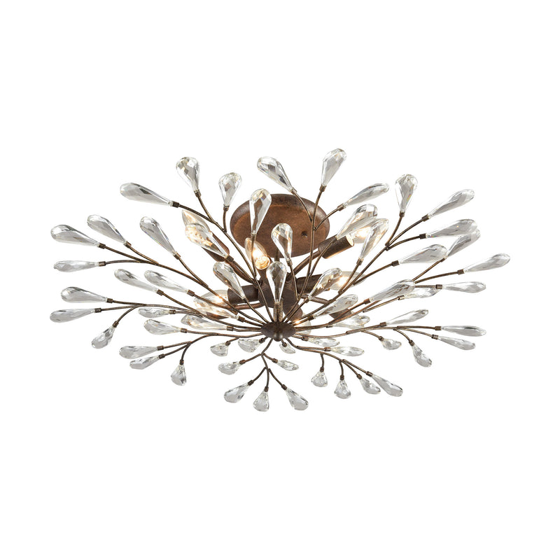 Crislett 8-Light Semi Flush in Sunglow Bronze with Clear Crystal ELK Lighting | Ceiling Lamps | Modishstore