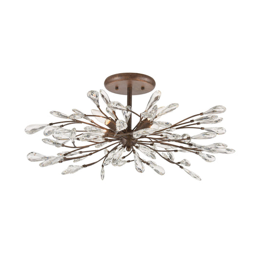 Crislett 4-Light Semi Flush Mount in Sunglow Bronze with Clear Crystal ELK Lighting | Ceiling Lamps | Modishstore