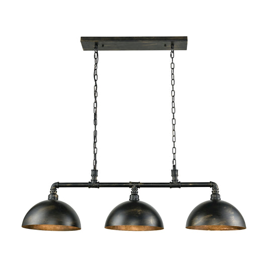Mulvaney 3-Light Island Light in Black and Brushed Gold Accents with Matching Shades ELK Lighting | Pendant Lamps | Modishstore