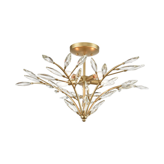 Flora Grace 5-Light Semi Flush in Champagne Gold with Clear Crystal by ELK Lighting | Modishstore | Ceiling Lamps