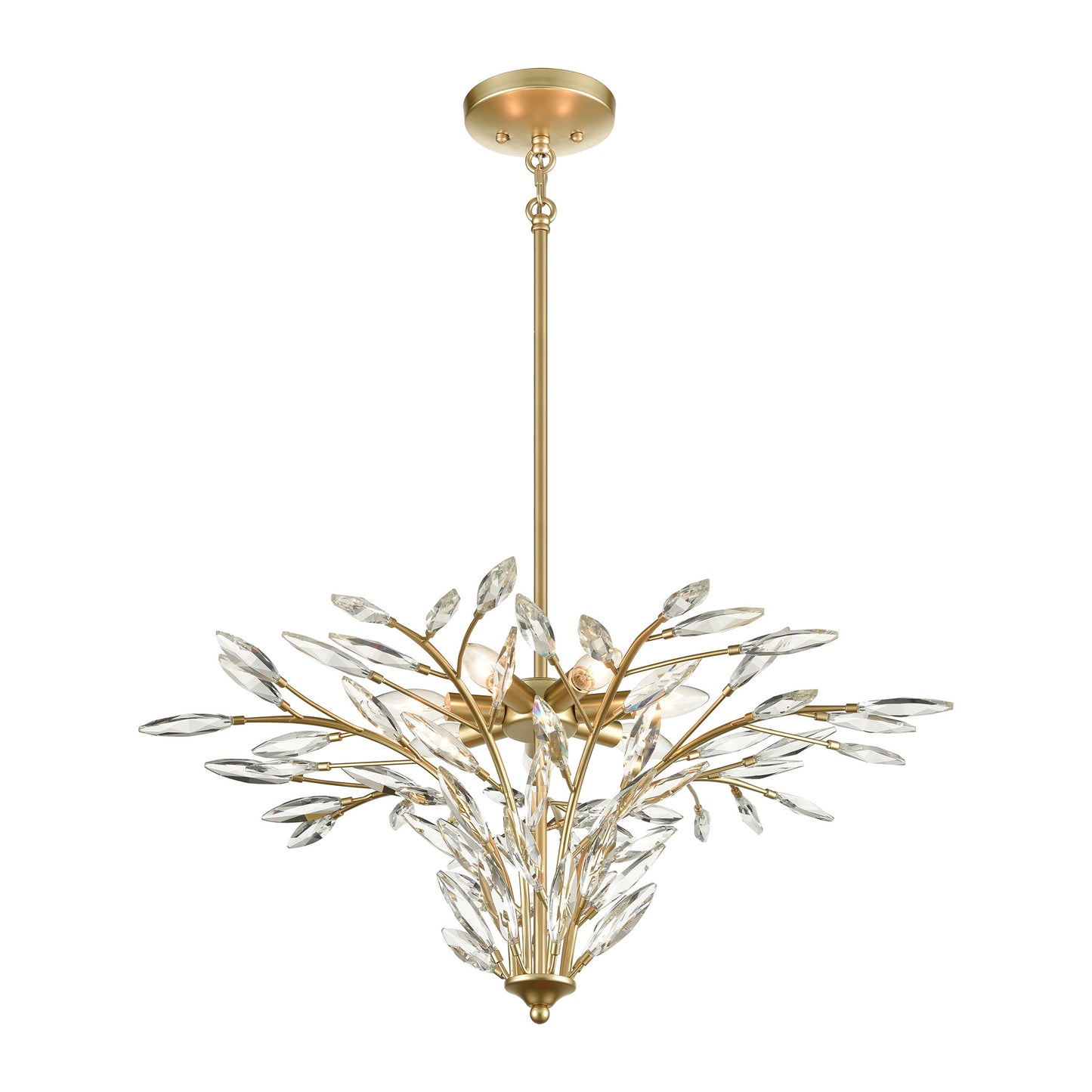 Flora Grace 7-Light Chandelier in Champagne Gold with Clear Crystal by ELK Lighting | Modishstore | Chandeliers