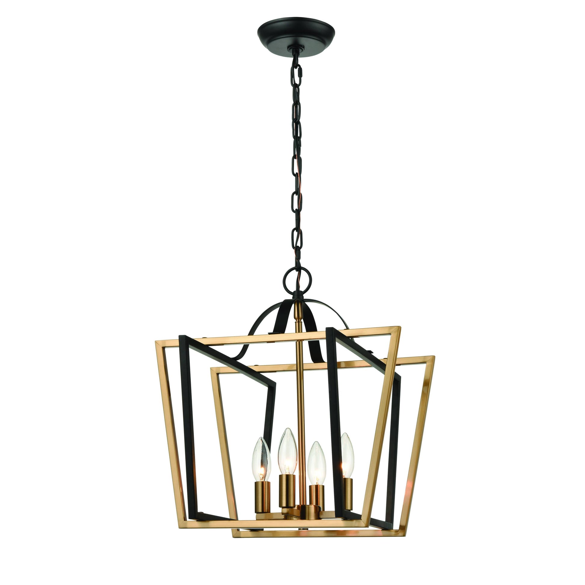 Bridgette 4-Light Pendant In Matte Black And Satin Brass ELK Lighting | Pendant Lamps | Modishstore | 18355/4