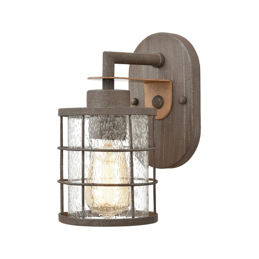 Gilbert Vanity Light in Rusted Coffee and Light Wood with Seedy Glass by ELK Lighting | Modishstore | Wall Lamps
