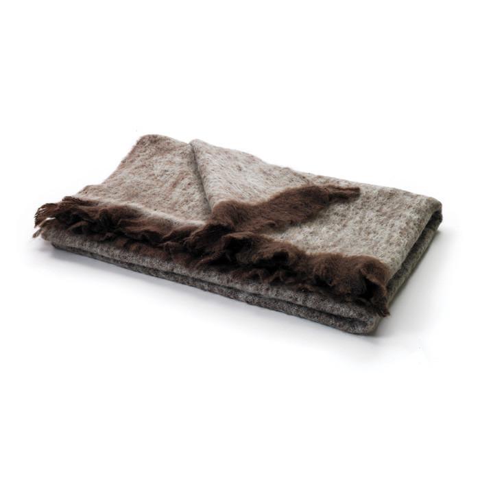 Brown & Beige Mohair Throw by GO Home