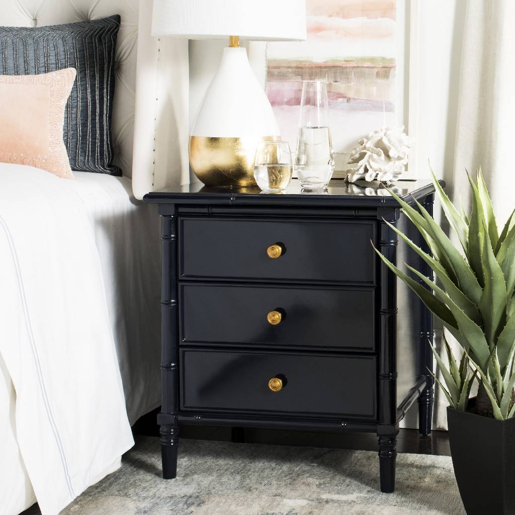 Safavieh Mina Modern Coastal 3 Drawer 25" H Bamboo Nightstand | Nightstands | Modishstore - 2