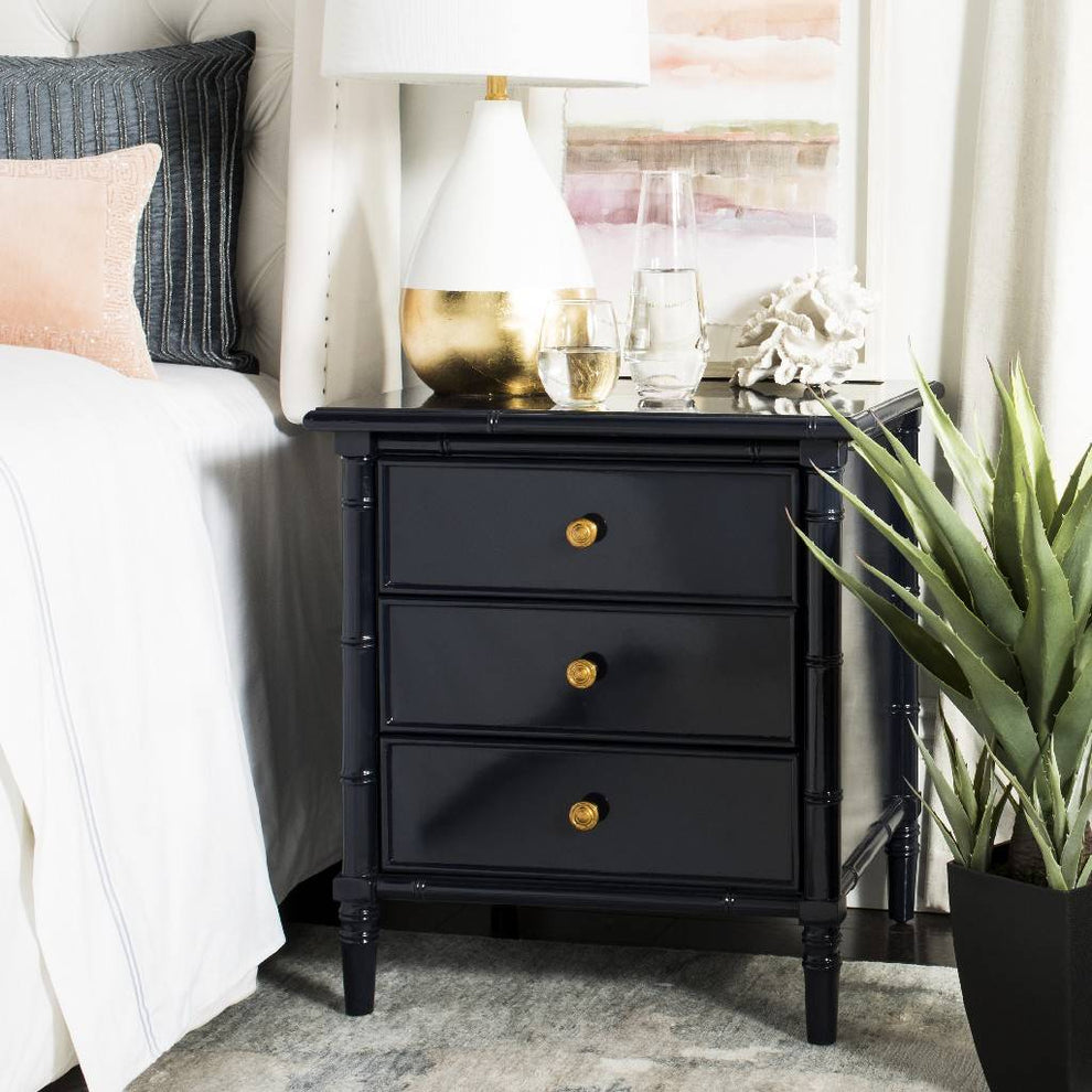 Safavieh Mina Modern Coastal 3 Drawer 25" H Bamboo Nightstand | Nightstands | Modishstore - 2