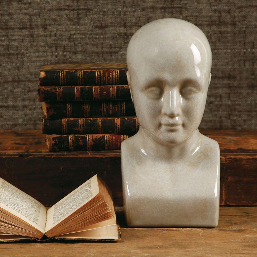 HomArt Phrenology Head - Ceramic - Large - White - Feature Image | Modishstore | Figurines