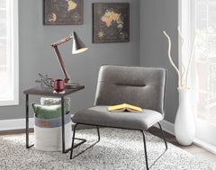 LumiSource Casper Accent Chair CHR-CASPER BKCAM in the camel , espresso and grey color  and Leather Foam and Painted Steel Material and tufted Backrest
