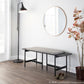 Chloe Contemporary Bench in Black Metal and Grey Fabric with Black Wood Accents By LumiSource | Benches | Modishstore