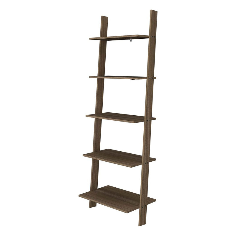Manhattan Comfort Cooper 5-Shelf  Floating Ladder Bookcase in Oak | Bookcases | Modishstore