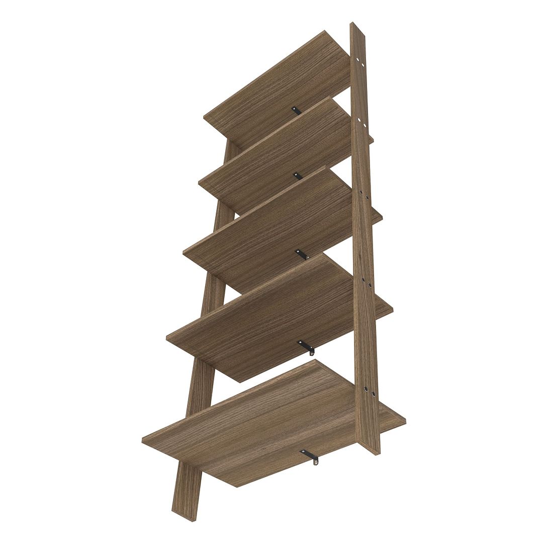 Manhattan Comfort Cooper 5-Shelf  Floating Ladder Bookcase in Oak | Bookcases | Modishstore-3