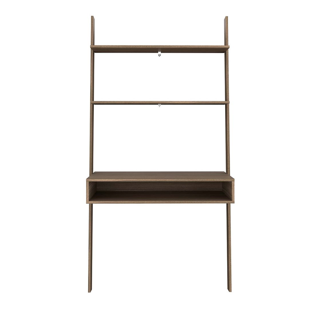 Manhattan Comfort Cooper Ladder Desk with 2 Floating Shelves in Oak | Desks | Modishstore-2