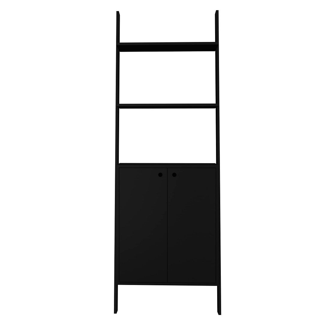 Manhattan Comfort Cooper Ladder Display Cabinet with 2 Floating Shelves  in Black | Cabinets | Modishstore-2