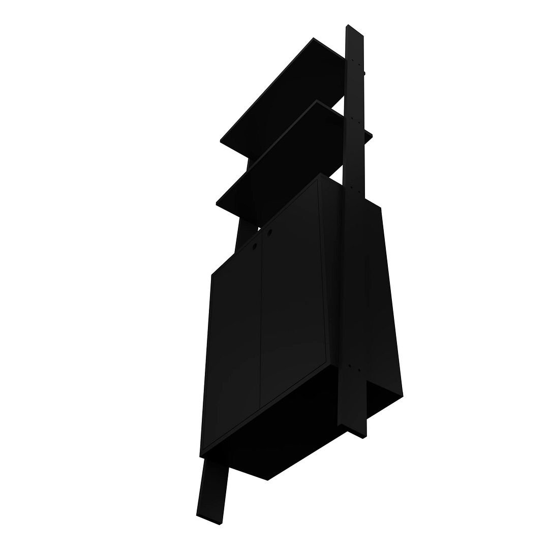 Manhattan Comfort Cooper Ladder Display Cabinet with 2 Floating Shelves  in Black | Cabinets | Modishstore-3