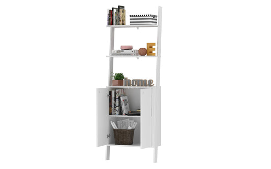 Manhattan Comfort Cooper Ladder Display Cabinet with 2 Floating Shelves  in White | Cabinets | Modishstore