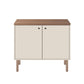Manhattan Comfort Windsor 35.43 Modern Accent Cabinet with Solid Top board and Legs in Off White and Nature | Cabinets | Modishstore