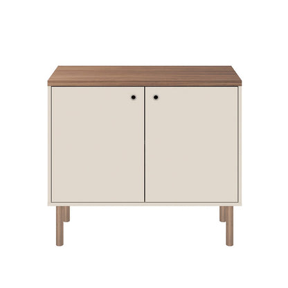 Manhattan Comfort Windsor 35.43 Modern Accent Cabinet with Solid Top board and Legs in Off White and Nature | Cabinets | Modishstore
