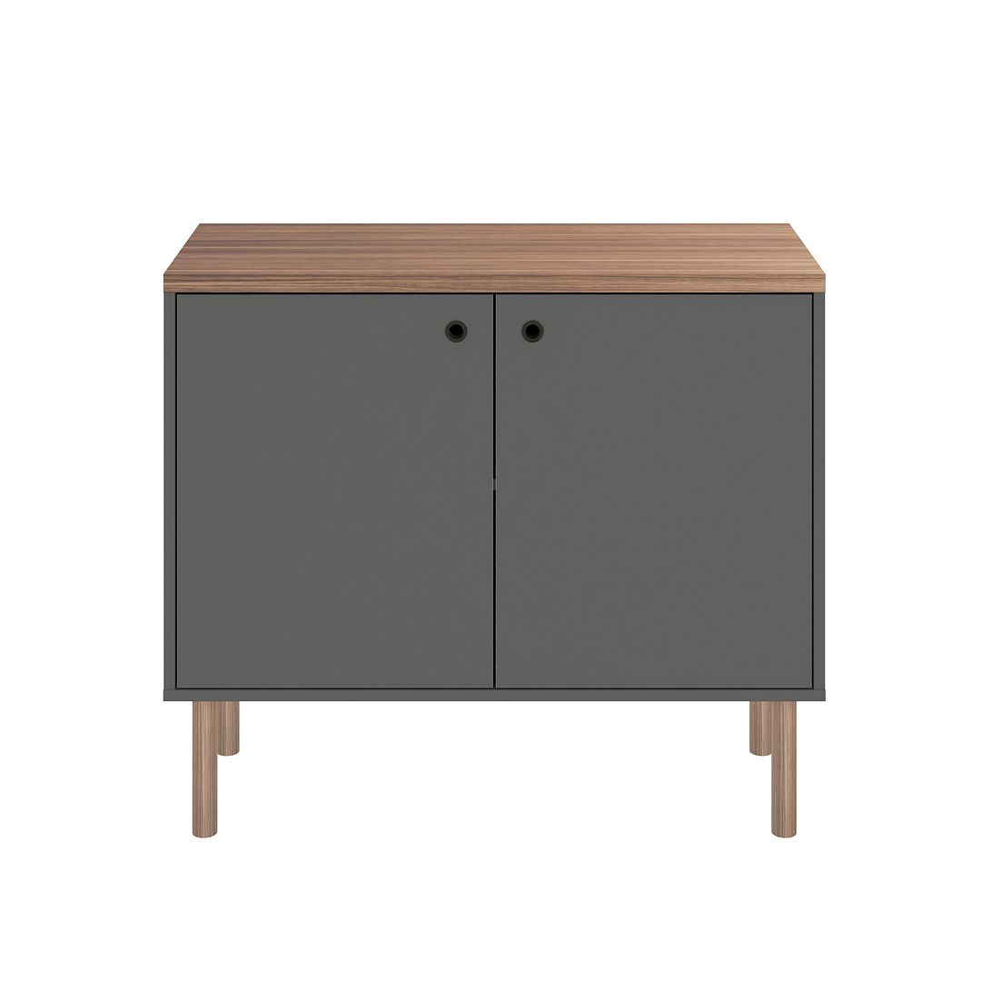 Manhattan Comfort Windsor 35.43 Modern Accent Cabinet with Solid Top board and Legs in Grey and Nature | Cabinets | Modishstore