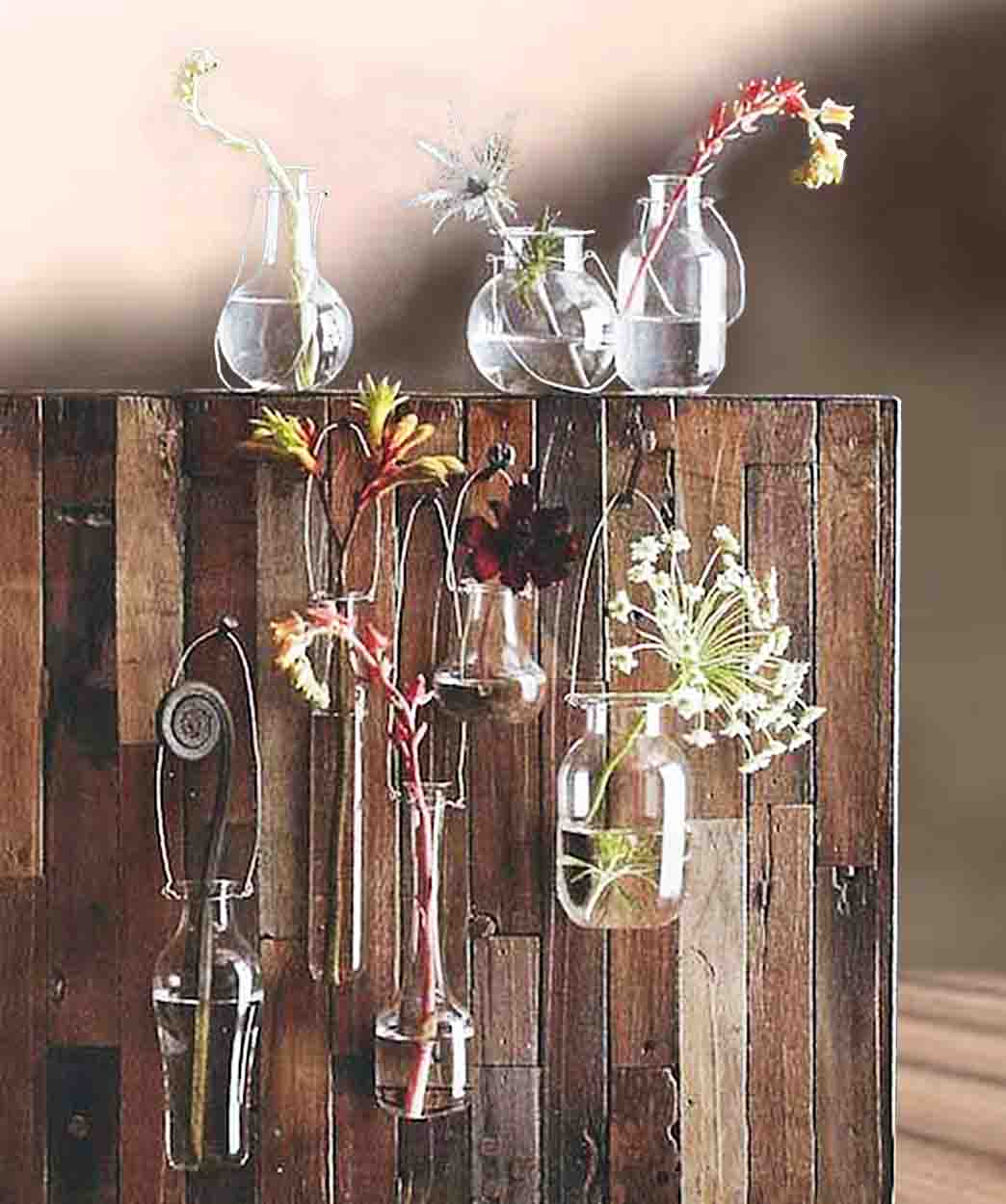 Metal Foliage Glass Hanging Vases - Set Of 8 | ModishStore | Vases