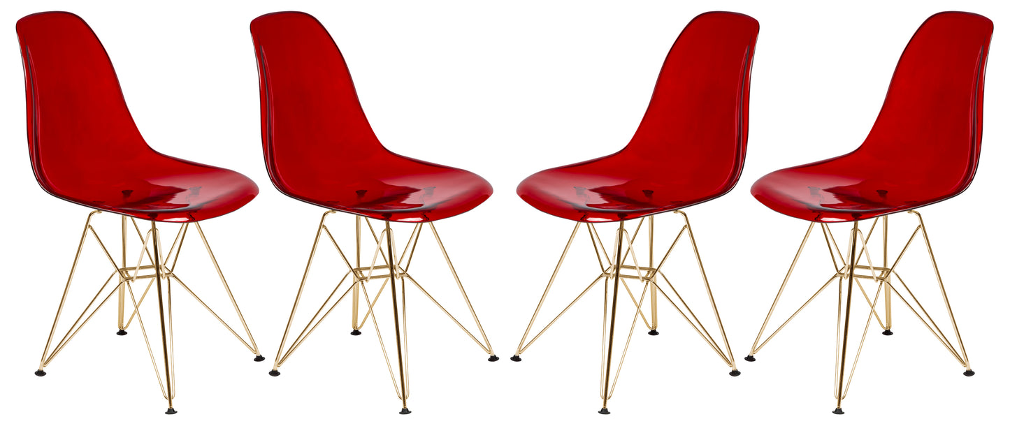 LeisureMod Cresco Molded Eiffel Side Chair with Gold Base, Set of 4 | Side Chairs | Modishstore - 2