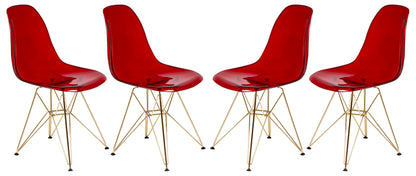 LeisureMod Cresco Molded Eiffel Side Chair with Gold Base, Set of 4 | Side Chairs | Modishstore - 2