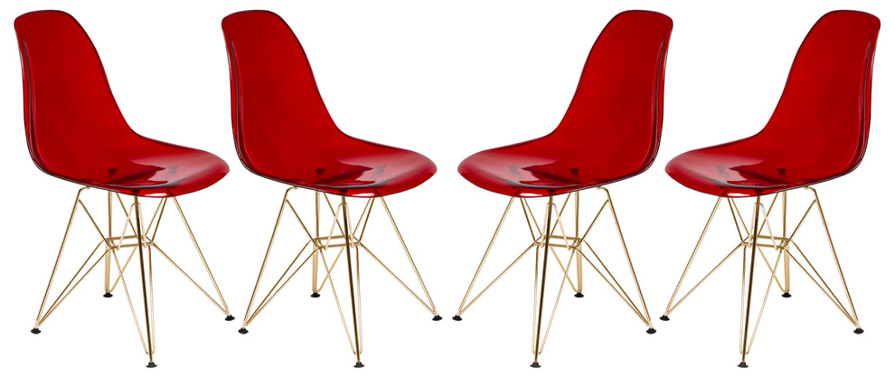 LeisureMod Cresco Molded Eiffel Side Chair with Gold Base, Set of 4 | Side Chairs | Modishstore - 2