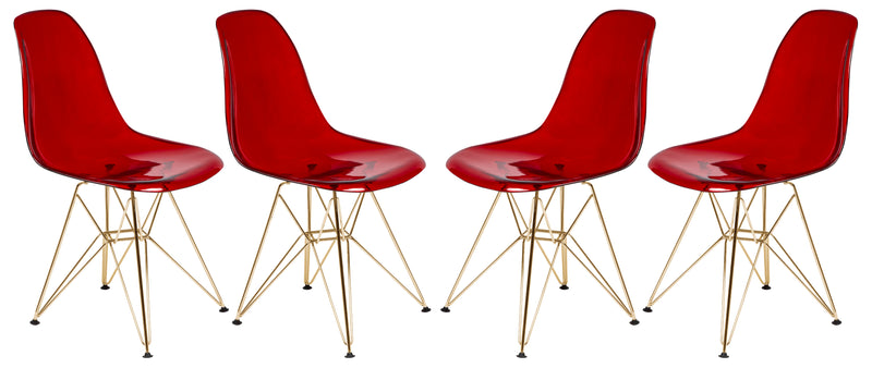LeisureMod Cresco Molded Eiffel Side Chair with Gold Base, Set of 4 | Side Chairs | Modishstore - 2