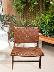 Milan Leather Woven Lounge Chair by Artisan Living ALF213