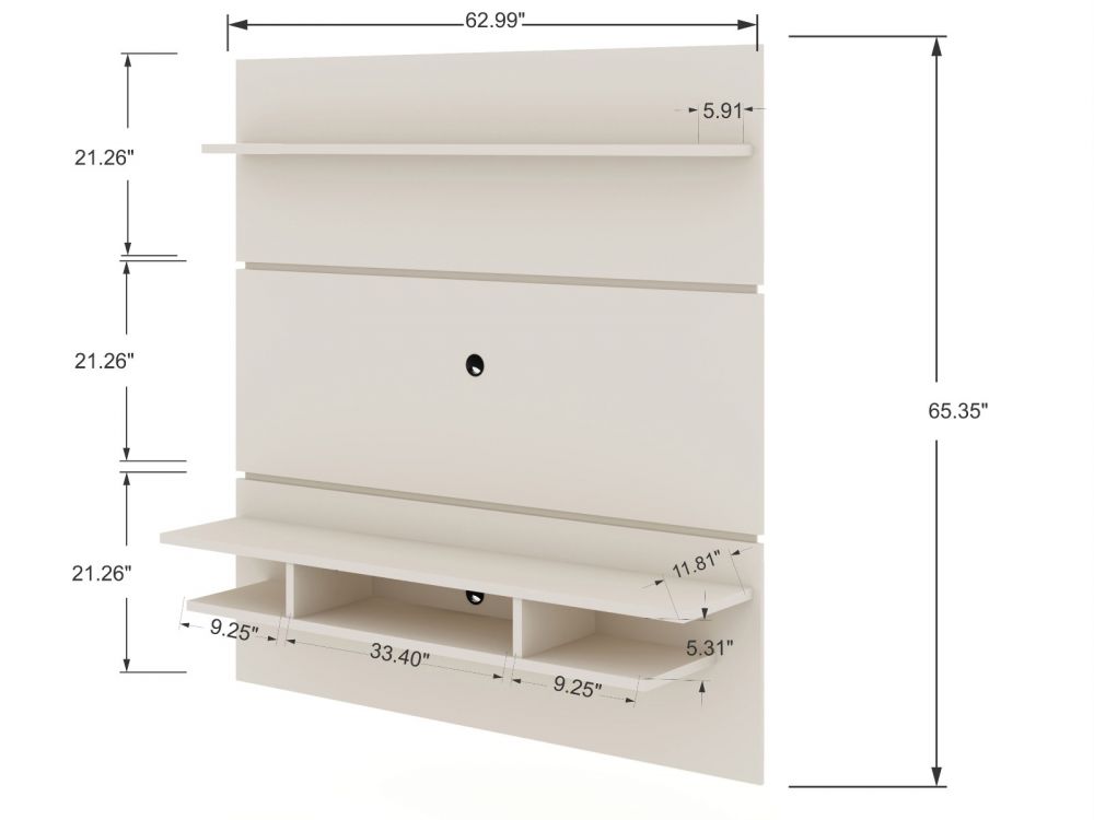Manhattan Comfort Tribeca 62.99 Mid-Century Modern Floating Entertainment Center with Décor Shelves in Off White | TV Stands | Modishstore - 6