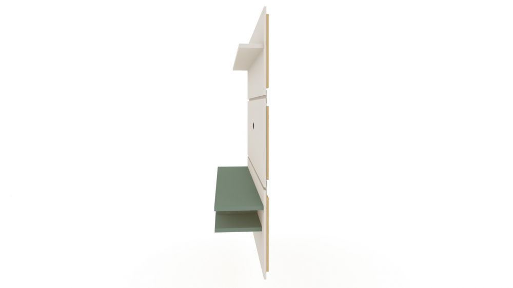 Manhattan Comfort Tribeca 62.99 Mid-Century Modern Floating Entertainment Center with Décor Shelves in Off White and Green Mint | TV Stands | Modishstore - 7