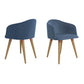 Manhattan Comfort Kari Velvet Matelassé Accent Chair in Blue - Set of 2 | Accent Chairs | Modishstore
