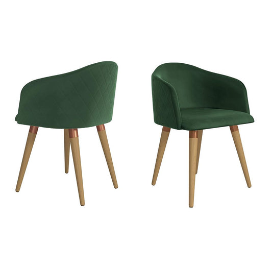 Manhattan Comfort Kari Velvet Matelassé Accent Chair in Green - Set of 2 | Accent Chairs | Modishstore