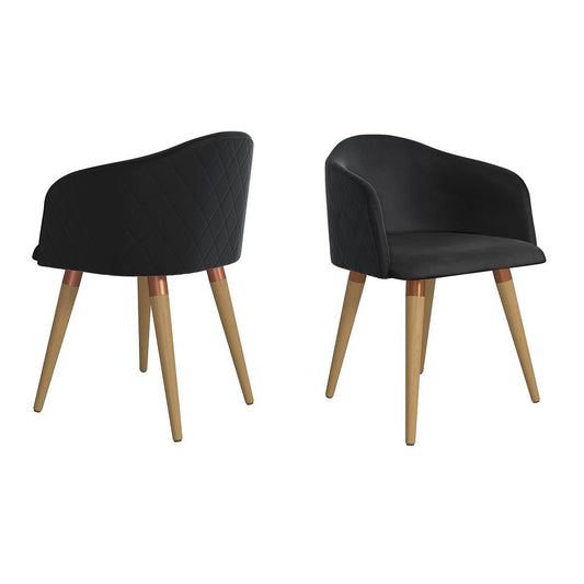 Manhattan Comfort Kari Velvet Matelassé Accent Chair in Black - Set of 2 | Accent Chairs | Modishstore