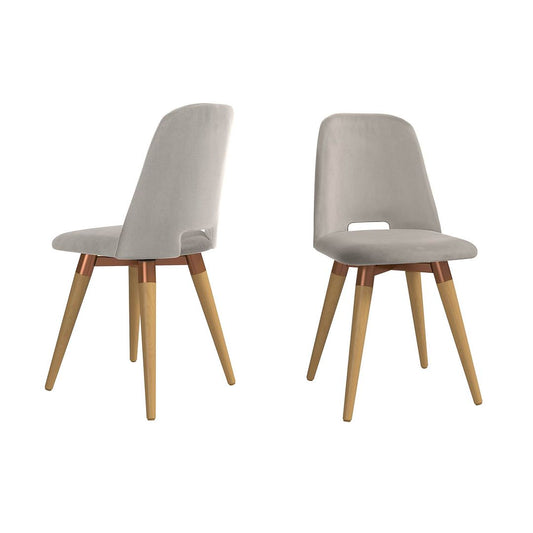 Manhattan Comfort Selina Velvet Accent Chair in Beige - Set of 2 | Accent Chairs | Modishstore