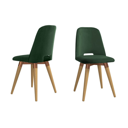 Manhattan Comfort Selina Velvet Accent Chair in Green - Set of 2 | Accent Chairs | Modishstore