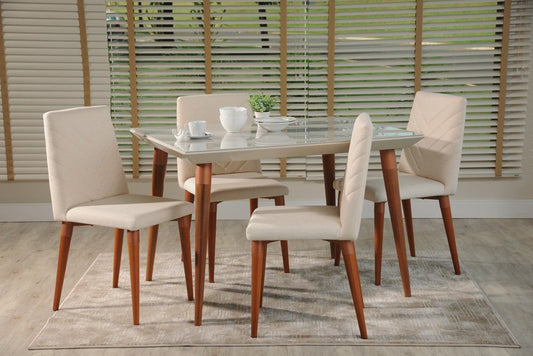 Manhattan Comfort 5-Piece Utopia 47.24" Dining Set with 4 Dining Chairs | Dining Sets | Modishstore