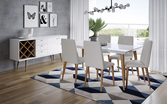 Manhattan Comfort 7-Piece Utopia 62.99" Dining Set with 6 Dining Chairs | Dining Sets | Modishstore