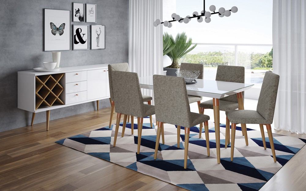 Manhattan Comfort 7-Piece Utopia 62.99" Dining Set with 6 Dining Chairs | Dining Sets | Modishstore-7