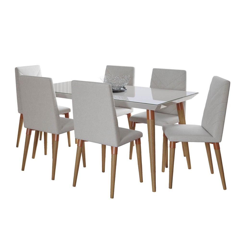 Manhattan Comfort 7-Piece Utopia 62.99" Dining Set with 6 Dining Chairs | Dining Sets | Modishstore-12