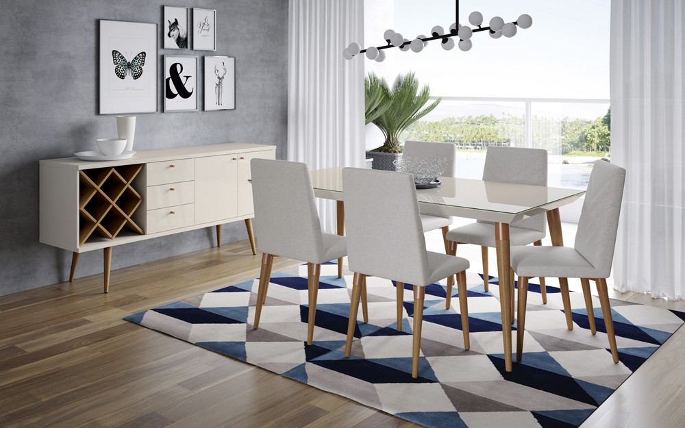 Manhattan Comfort 7-Piece Utopia 62.99" Dining Set with 6 Dining Chairs | Dining Sets | Modishstore-16